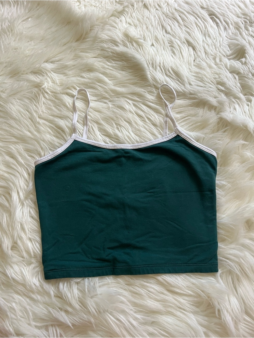 wild fable Green Cropped Cami with White Trim - Picture 1 of 5